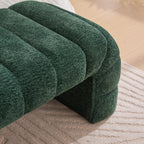 Modern Upholstered Armless Bed Bench with Channel Tufting in Green Chenille, 69.7' Wide