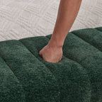 Modern Upholstered Armless Bed Bench with Channel Tufting in Green Chenille, 69.7' Wide