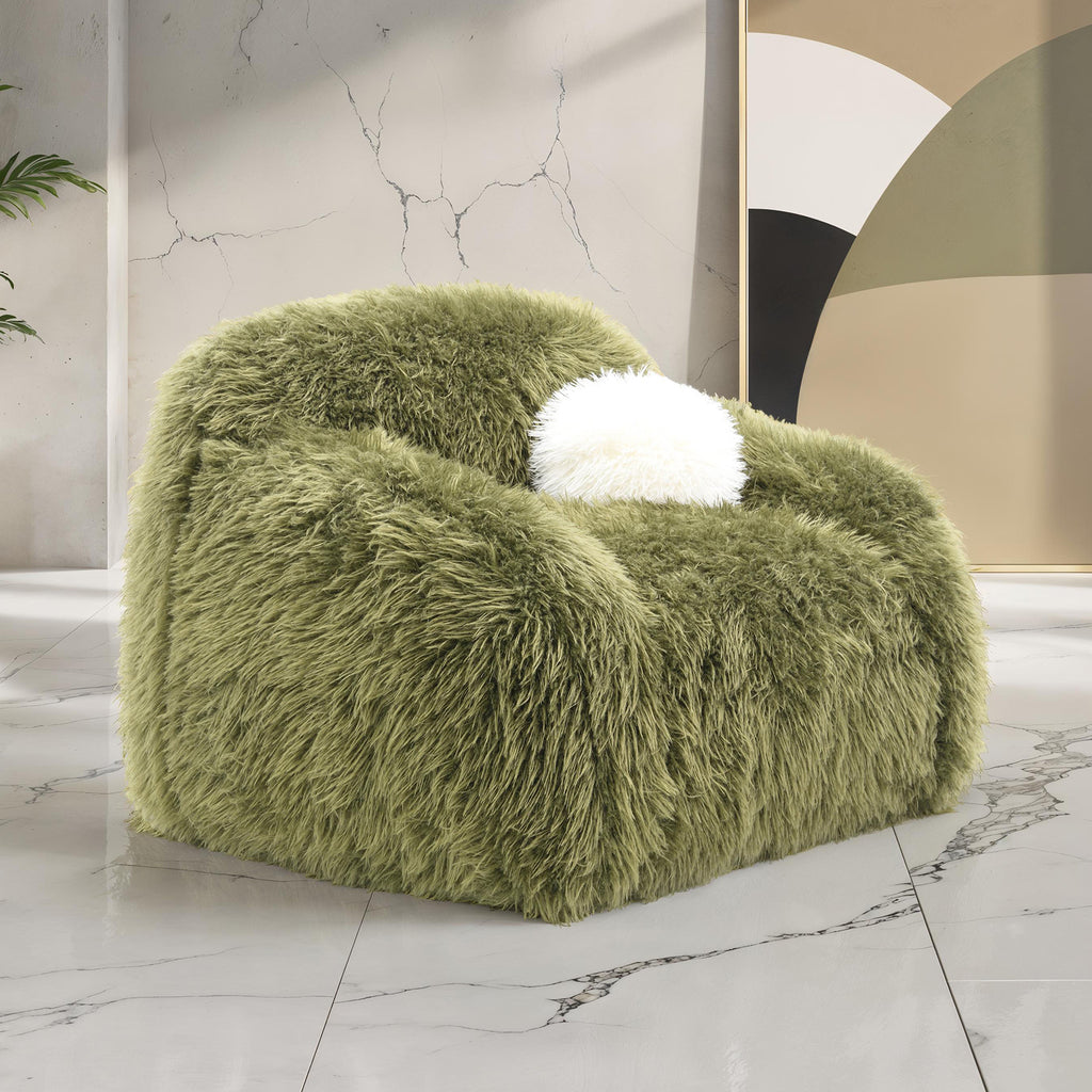 Contemporary Style Soft And Luxurious Accent Swivel Chair Green Finish Ball Pillow Included Primary Living Room Accent Chair