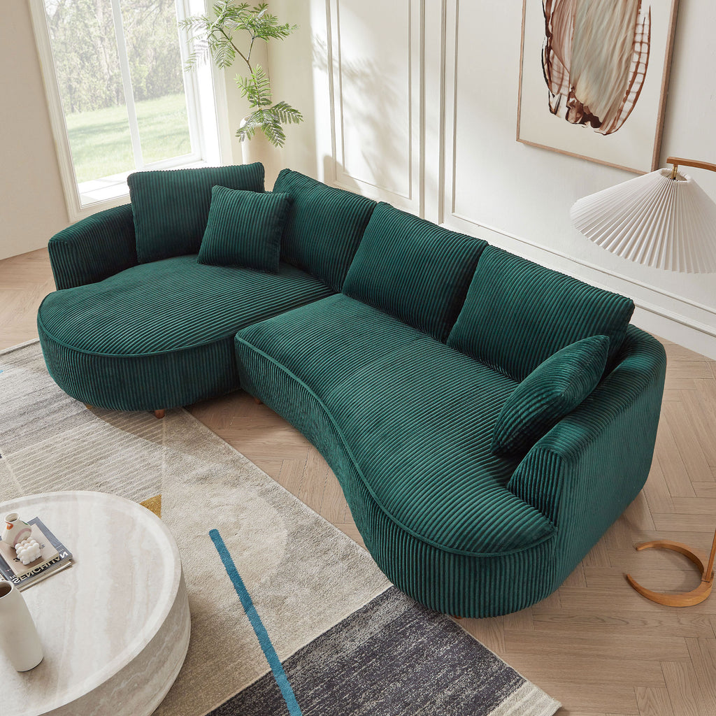 122.04 inch Oversized Sectional Sofa, Modern Couch with Chaise, Comfy Sofa Couch with Left Facing Chaise,Corduroy Sofa Green