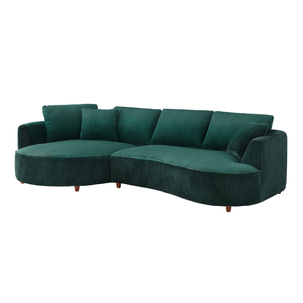 122.04 inch Oversized Sectional Sofa, Modern Couch with Chaise, Comfy Sofa Couch with Left Facing Chaise,Corduroy Sofa Green