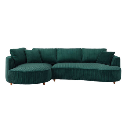 122.04 inch Oversized Sectional Sofa, Modern Couch with Chaise, Comfy Sofa Couch with Left Facing Chaise,Corduroy Sofa Green