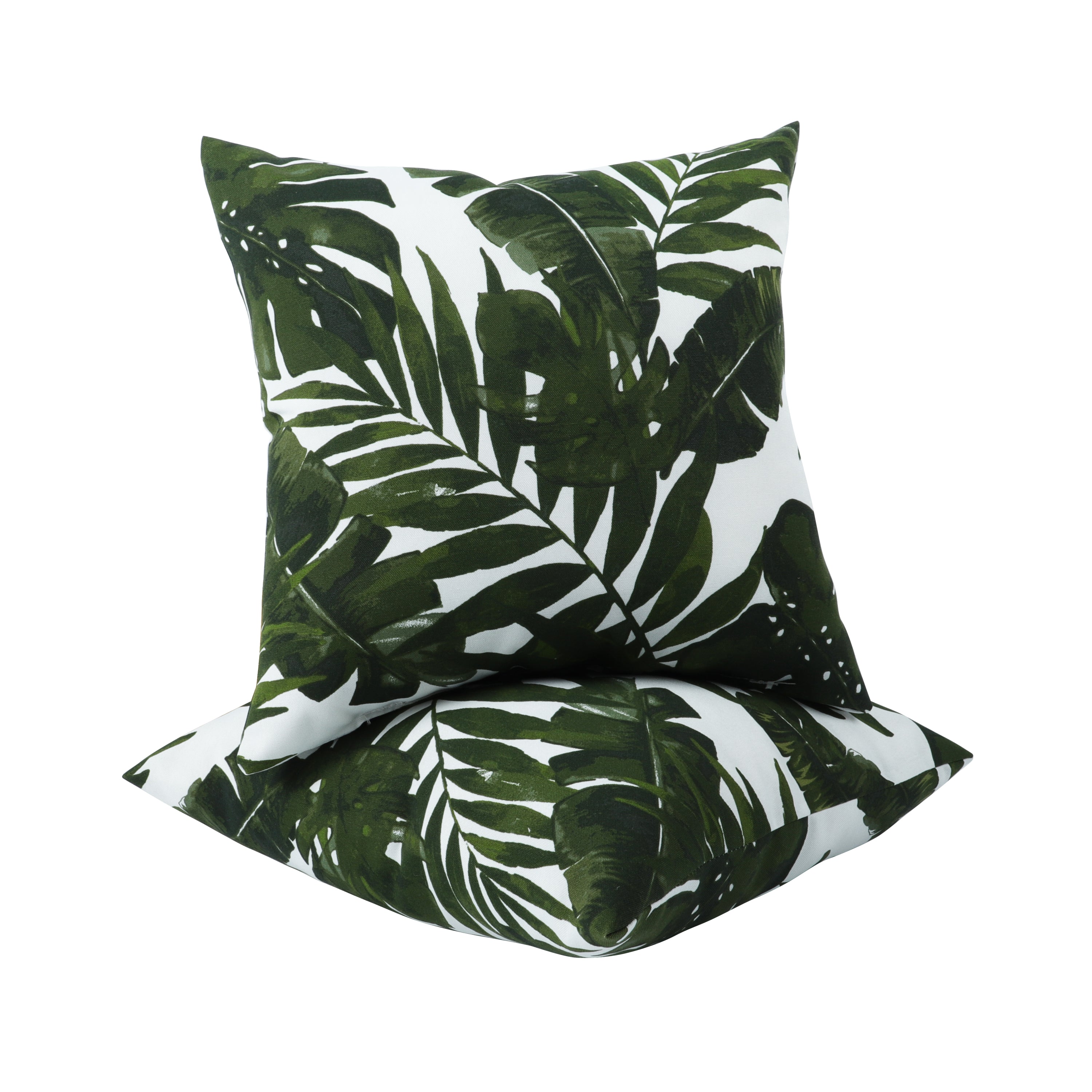 2 Pack Outdoor Throw Pillows, Waterproof & Fade-Resistant Patio Cushions for Garden, Porch, Poolside Furniture - Soft & Comfortable Decorative Pillow Covers (18x18 Inch, Green leaf)