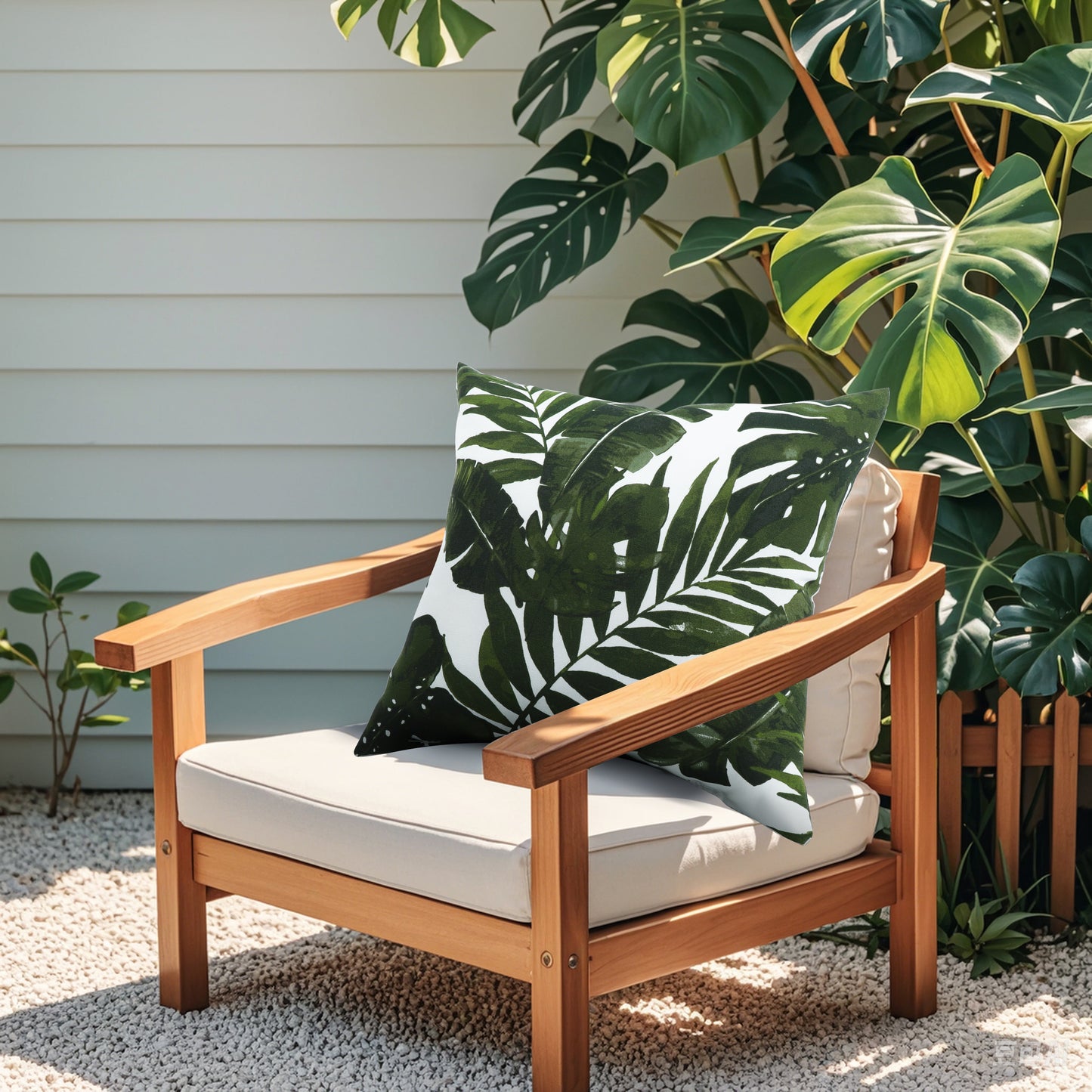 2 Pack Outdoor Throw Pillows, Waterproof & Fade-Resistant Patio Cushions for Garden, Porch, Poolside Furniture - Soft & Comfortable Decorative Pillow Covers (18x18 Inch, Green leaf)