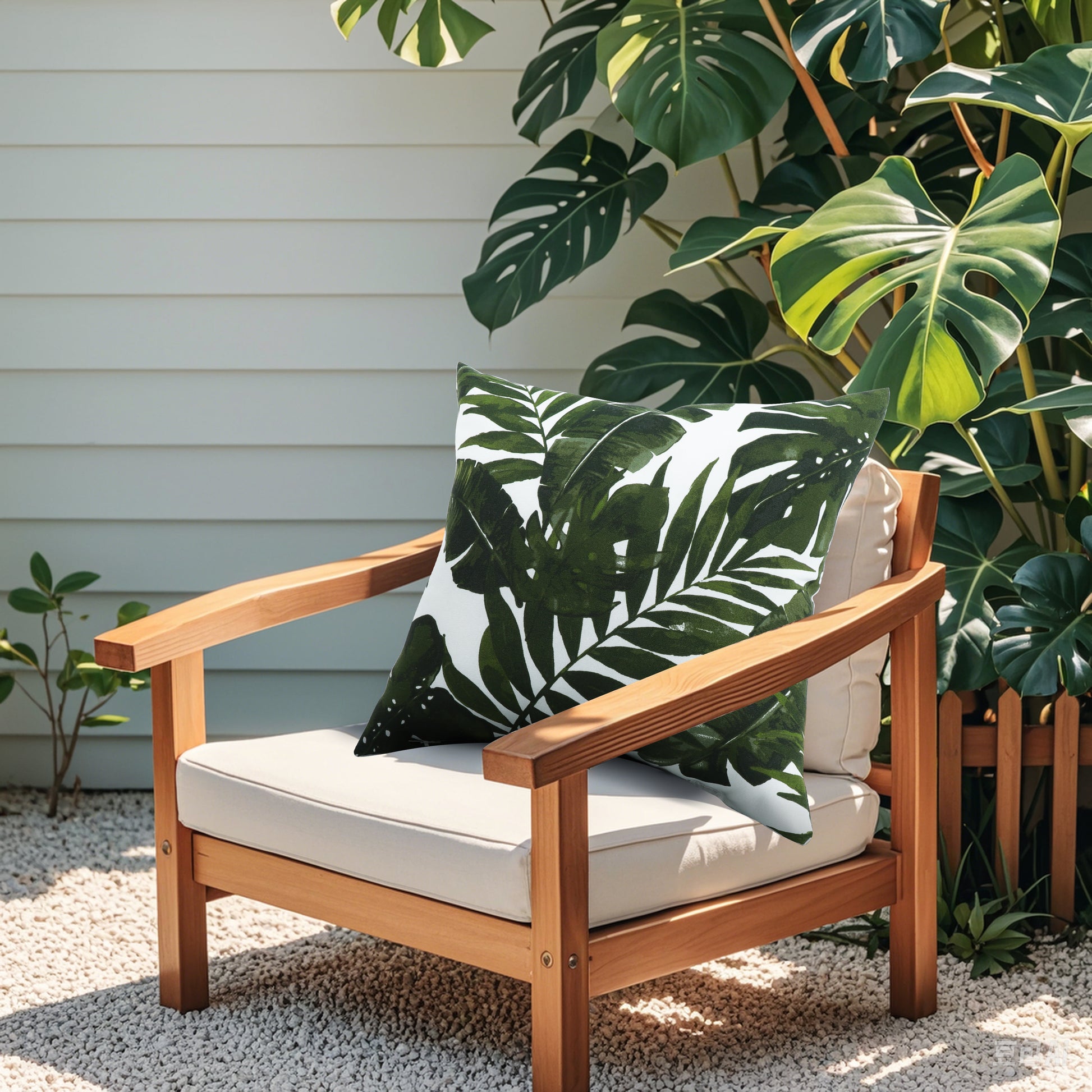 2 Pack Outdoor Throw Pillows, Waterproof & Fade-Resistant Patio Cushions for Garden, Porch, Poolside Furniture - Soft & Comfortable Decorative Pillow Covers (18x18 Inch, Green leaf)