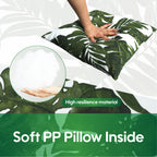 2 Pack Outdoor Throw Pillows, Waterproof & Fade-Resistant Patio Cushions for Garden, Porch, Poolside Furniture - Soft & Comfortable Decorative Pillow Covers (18x18 Inch, Green leaf)