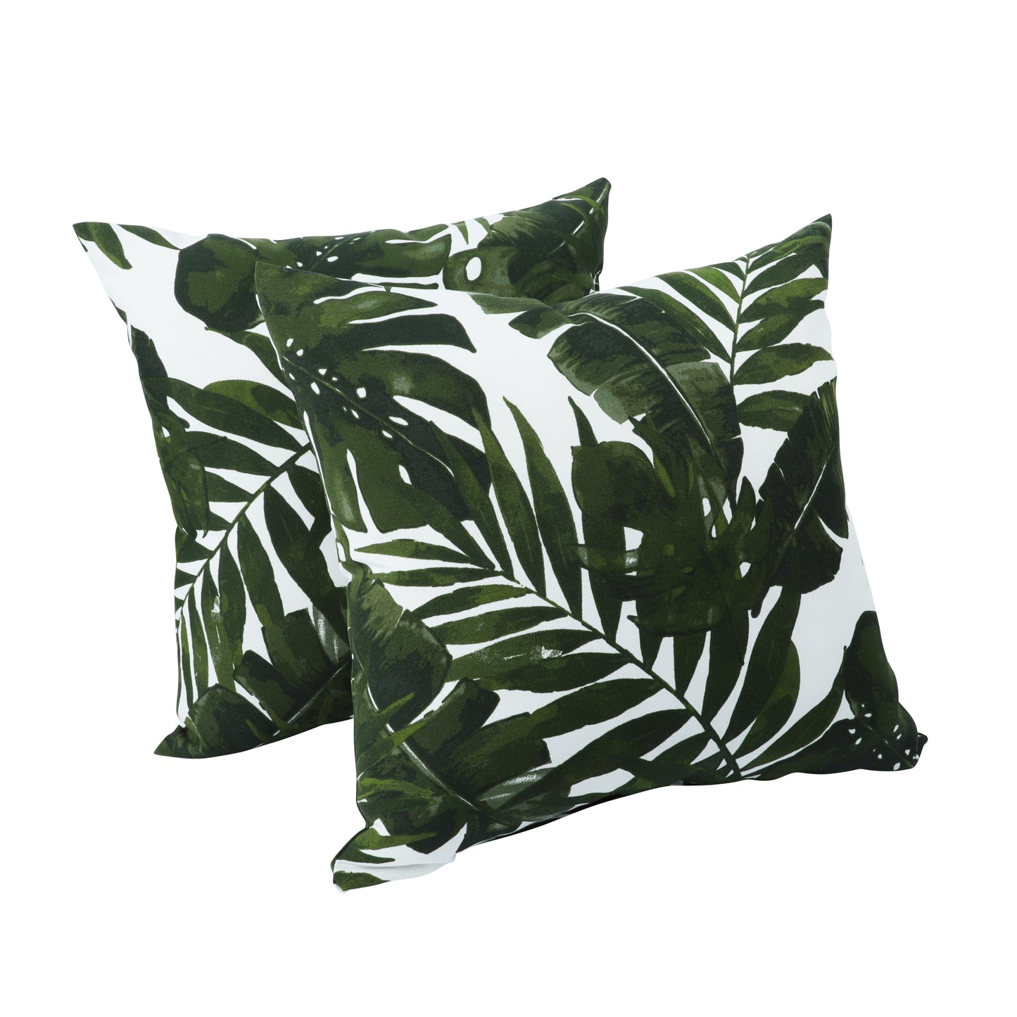 2 Pack Outdoor Throw Pillows, Waterproof & Fade-Resistant Patio Cushions for Garden, Porch, Poolside Furniture - Soft & Comfortable Decorative Pillow Covers (18x18 Inch, Green leaf)