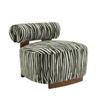Green Finish 1pc Accent Chair Cylindrical Backrest High Density Foam Zebra Strip Fabric Primary Living Room Accent Chair