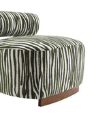 Green Finish 1pc Accent Chair Cylindrical Backrest High Density Foam Zebra Strip Fabric Primary Living Room Accent Chair
