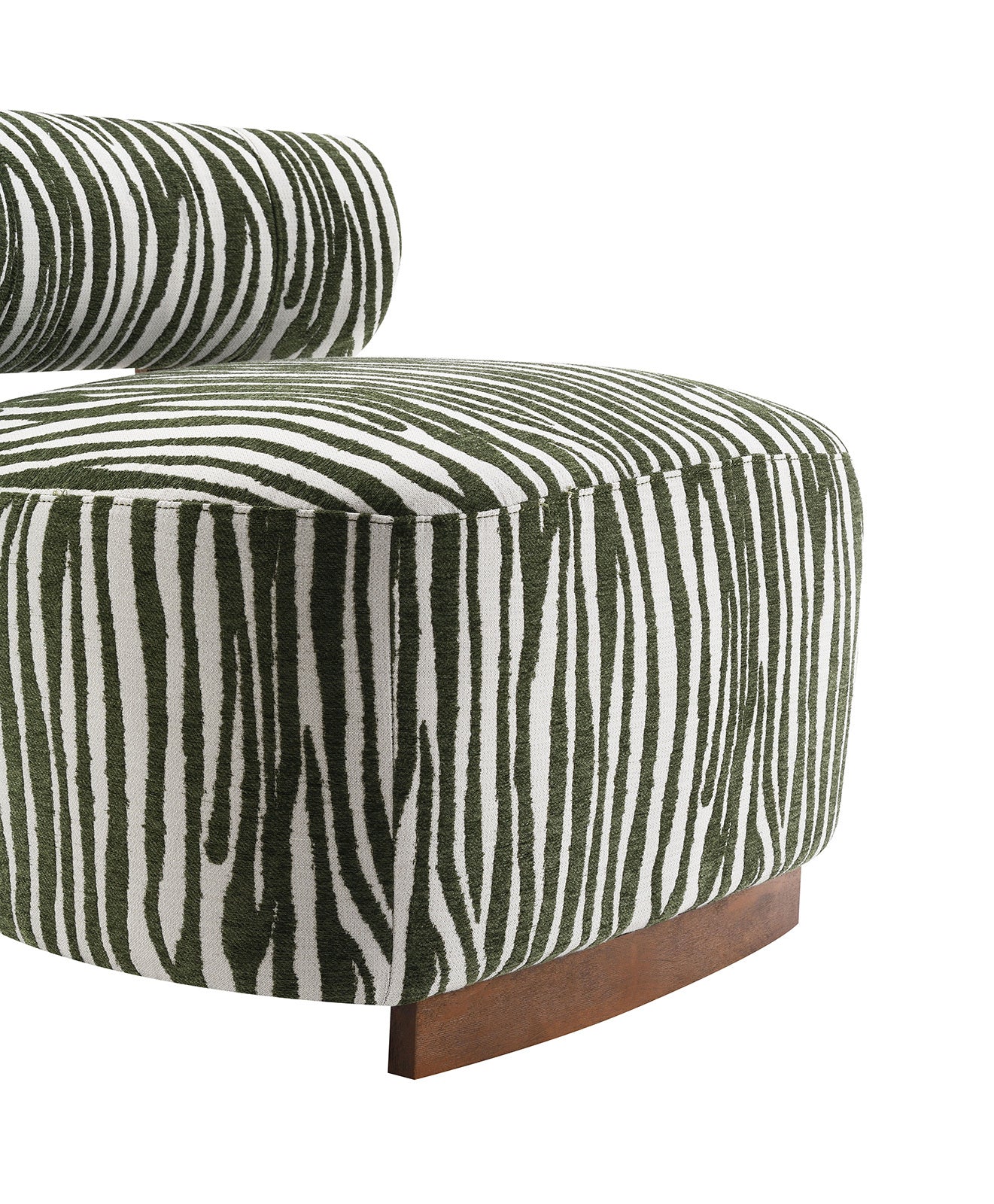 Green Finish 1pc Accent Chair Cylindrical Backrest High Density Foam Zebra Strip Fabric Primary Living Room Accent Chair