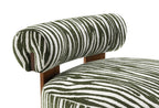 Green Finish 1pc Accent Chair Cylindrical Backrest High Density Foam Zebra Strip Fabric Primary Living Room Accent Chair