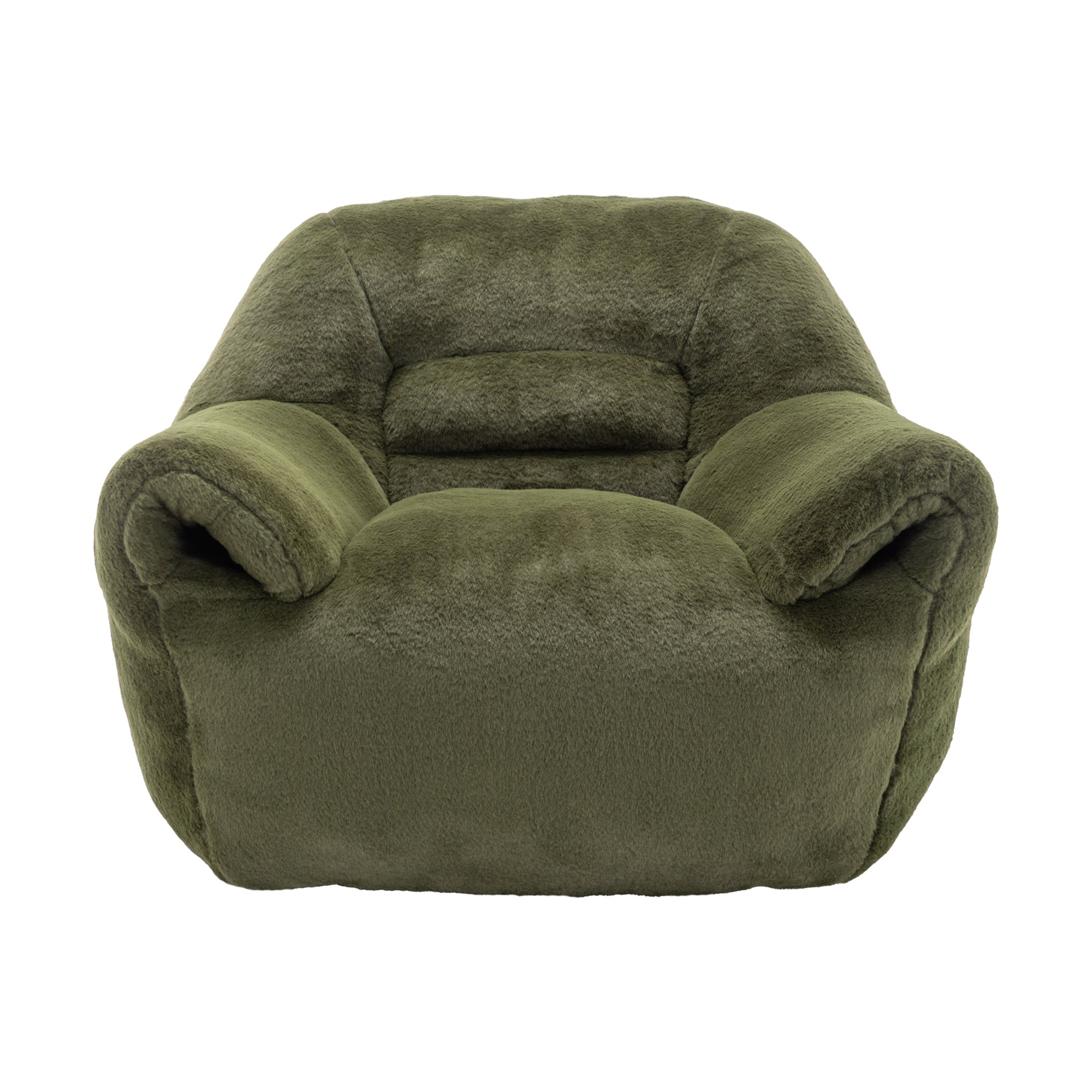 Bean Bag Chair, Comfy Bean Bag Sofa with Back Support, Faux Fur Bean Bag Chair for Adults and Kids, Stuffed Floor Sofa for Living Room, Bedroom, Apartment, Green