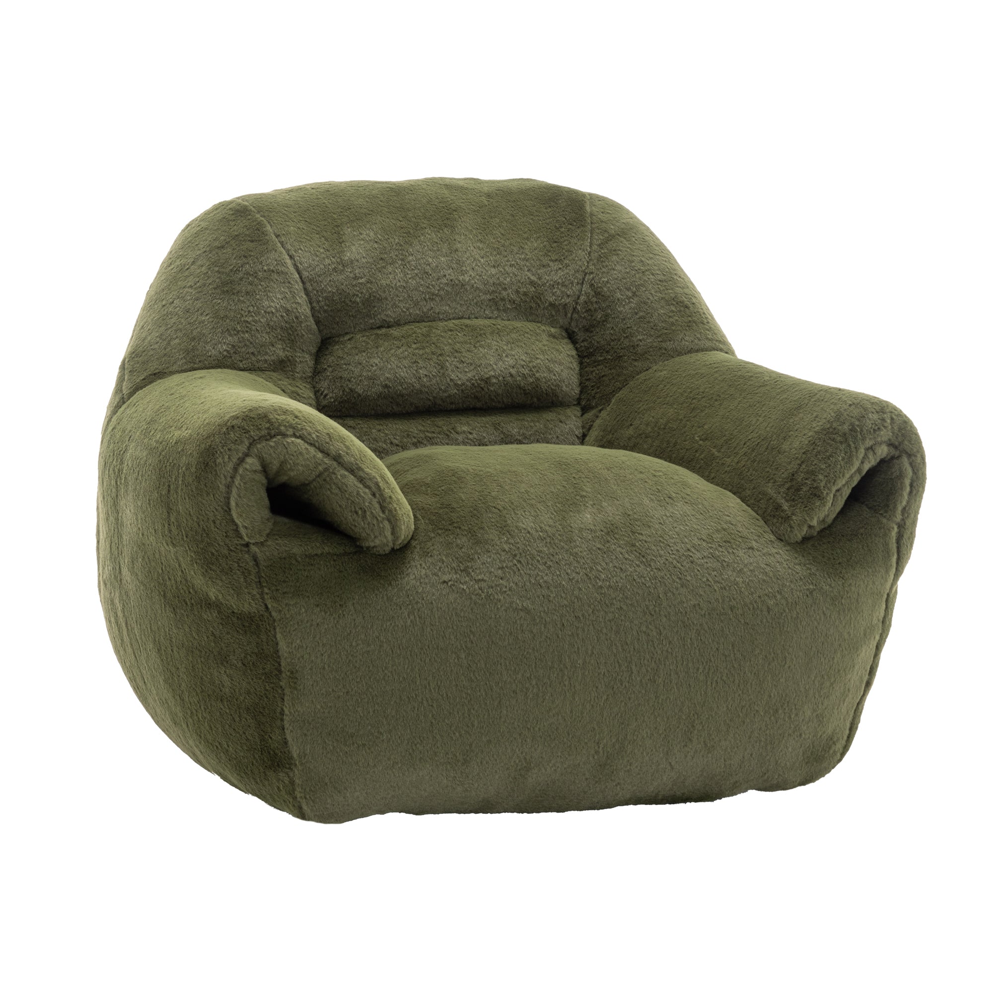 Bean Bag Chair, Comfy Bean Bag Sofa with Back Support, Faux Fur Bean Bag Chair for Adults and Kids, Stuffed Floor Sofa for Living Room, Bedroom, Apartment, Green