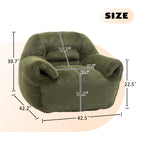 Bean Bag Chair, Comfy Bean Bag Sofa with Back Support, Faux Fur Bean Bag Chair for Adults and Kids, Stuffed Floor Sofa for Living Room, Bedroom, Apartment, Green