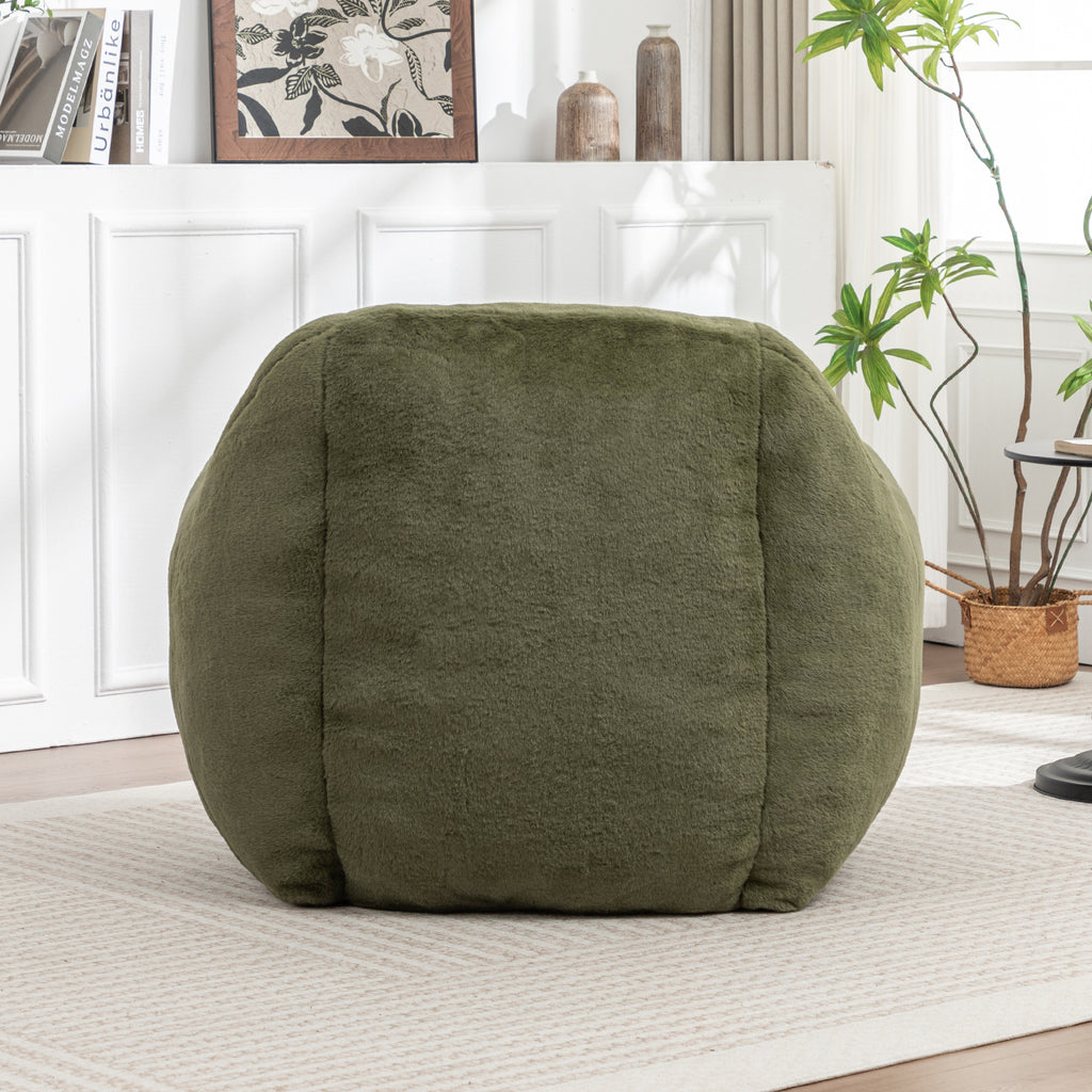 Bean Bag Chair, Comfy Bean Bag Sofa with Back Support, Faux Fur Bean Bag Chair for Adults and Kids, Stuffed Floor Sofa for Living Room, Bedroom, Apartment, Green