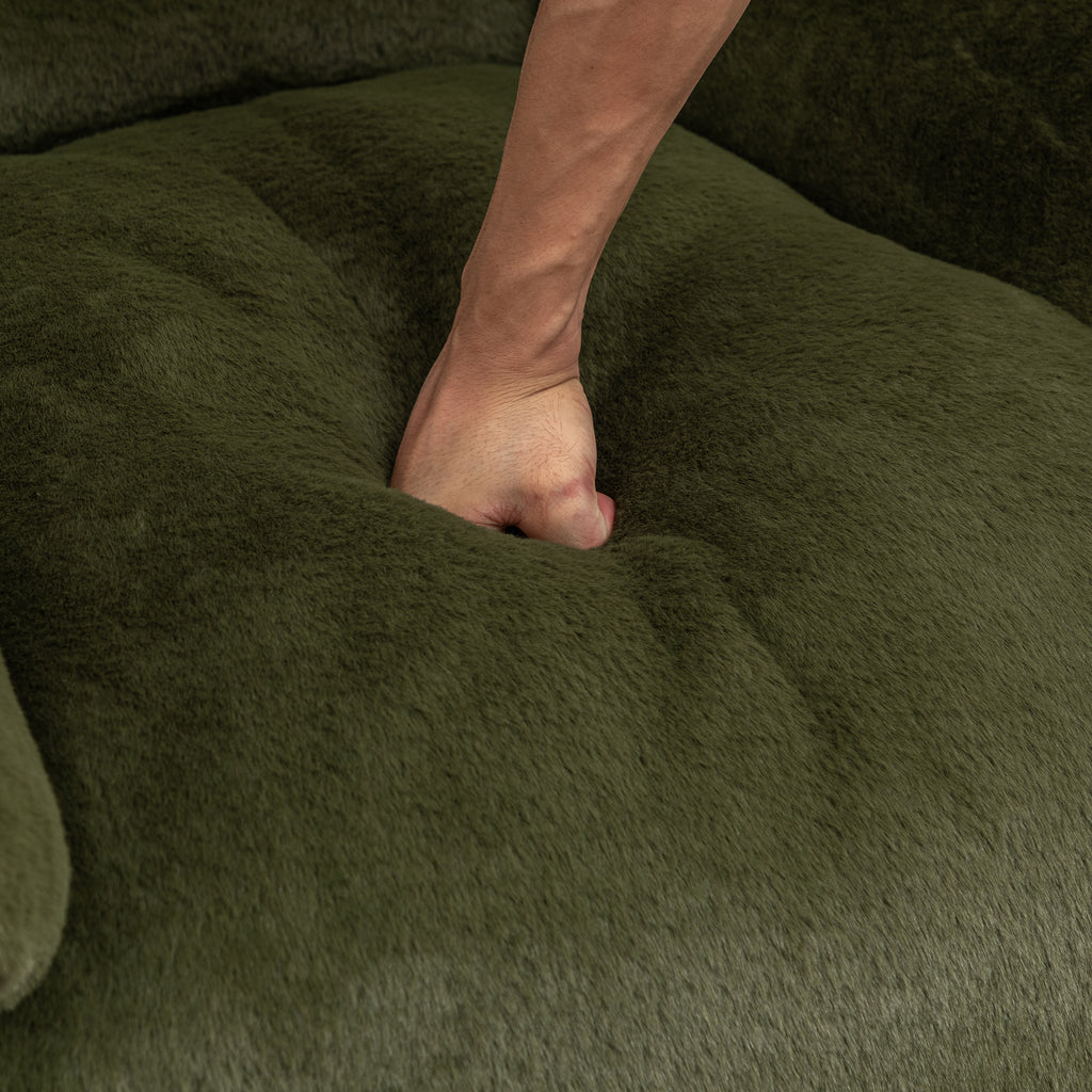 Bean Bag Chair, Comfy Bean Bag Sofa with Back Support, Faux Fur Bean Bag Chair for Adults and Kids, Stuffed Floor Sofa for Living Room, Bedroom, Apartment, Green