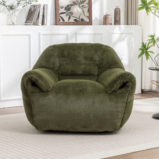 Bean Bag Chair, Comfy Bean Bag Sofa with Back Support, Faux Fur Bean Bag Chair for Adults and Kids, Stuffed Floor Sofa for Living Room, Bedroom, Apartment, Green