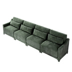 Four - seater chenille sofa with lumbar pillow,Ergonomic, solid wood frame, high - resilience sponge, easy install,Suits hotels, lounges,Green