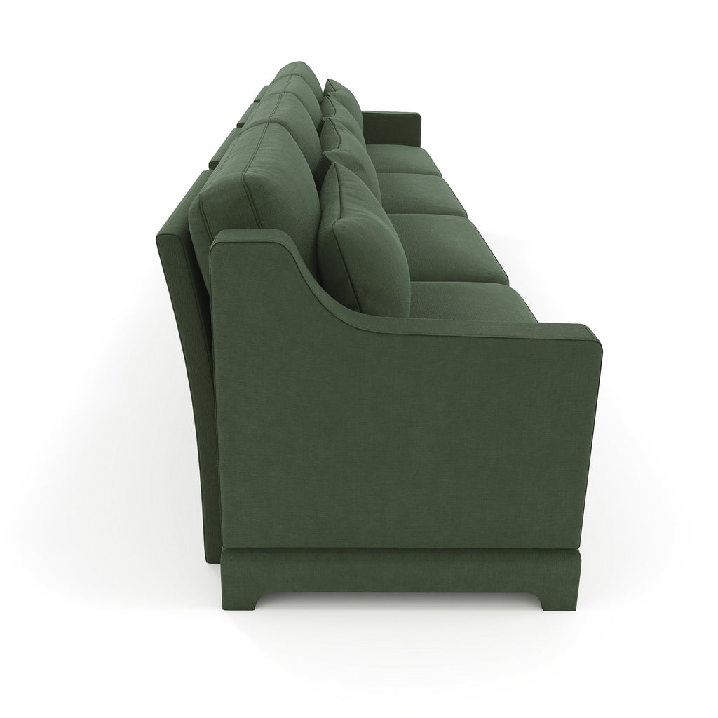 Four - seater chenille sofa with lumbar pillow,Ergonomic, solid wood frame, high - resilience sponge, easy install,Suits hotels, lounges,Green