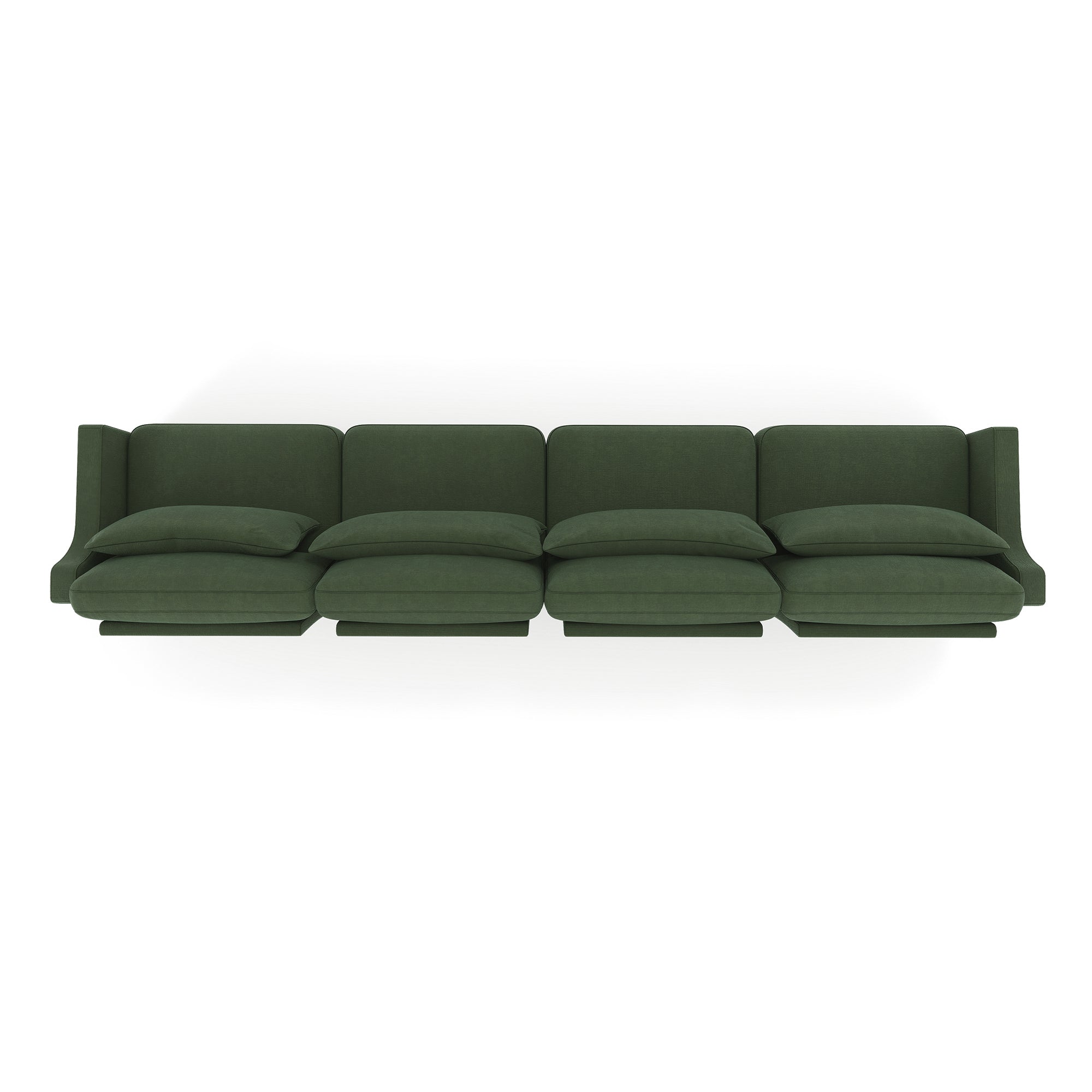 Four - seater chenille sofa with lumbar pillow,Ergonomic, solid wood frame, high - resilience sponge, easy install,Suits hotels, lounges,Green