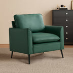TS Nordic Retro Green Leather Upholstered Sofa Chair 2PC Casual Living Room Balcony Bedroom Lounge Chair with Soft Pillows Accent Chair