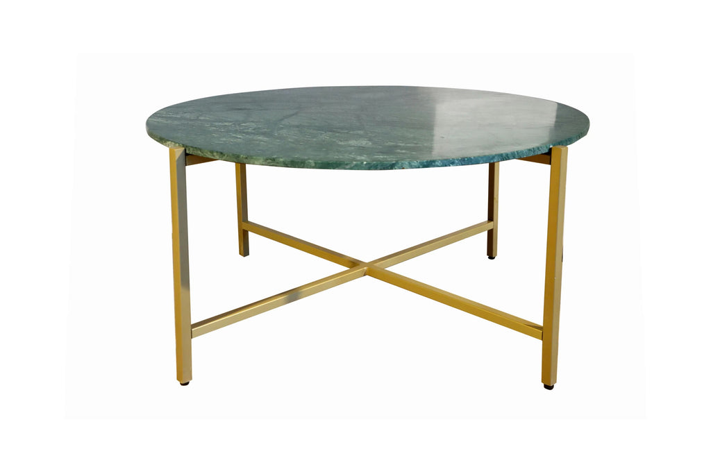Green Marble Nesting Table with Golden Metal Frame (17' Height) | Elegant & Sturdy Side Table | Luxurious Space-Saving Design | Perfect for Living Room, Bedroom, Office & Home Décor