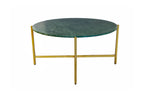 Green Marble Nesting Table with Golden Metal Frame (17' Height) | Elegant & Sturdy Side Table | Luxurious Space-Saving Design | Perfect for Living Room, Bedroom, Office & Home Décor
