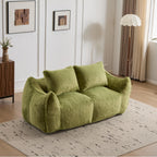 Giant Bean Bag Couch for Adults, Ultra Soft Fluffy Loveseat Bean Bag Sofa, Oversized Chase Lounge Chair Indoor for Living Room Bedroom, No Assembly Required Cozy Reading Chair with Pillows, Green