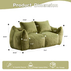 Giant Bean Bag Couch for Adults, Ultra Soft Fluffy Loveseat Bean Bag Sofa, Oversized Chase Lounge Chair Indoor for Living Room Bedroom, No Assembly Required Cozy Reading Chair with Pillows, Green
