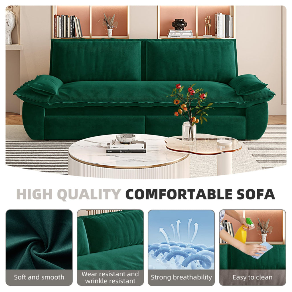 73.2 ' Queen Pull Out Sofa Bed, 3-in-1 Convertible Sleeper Sofa, Multi-Functional Velvet Loveseat Bed