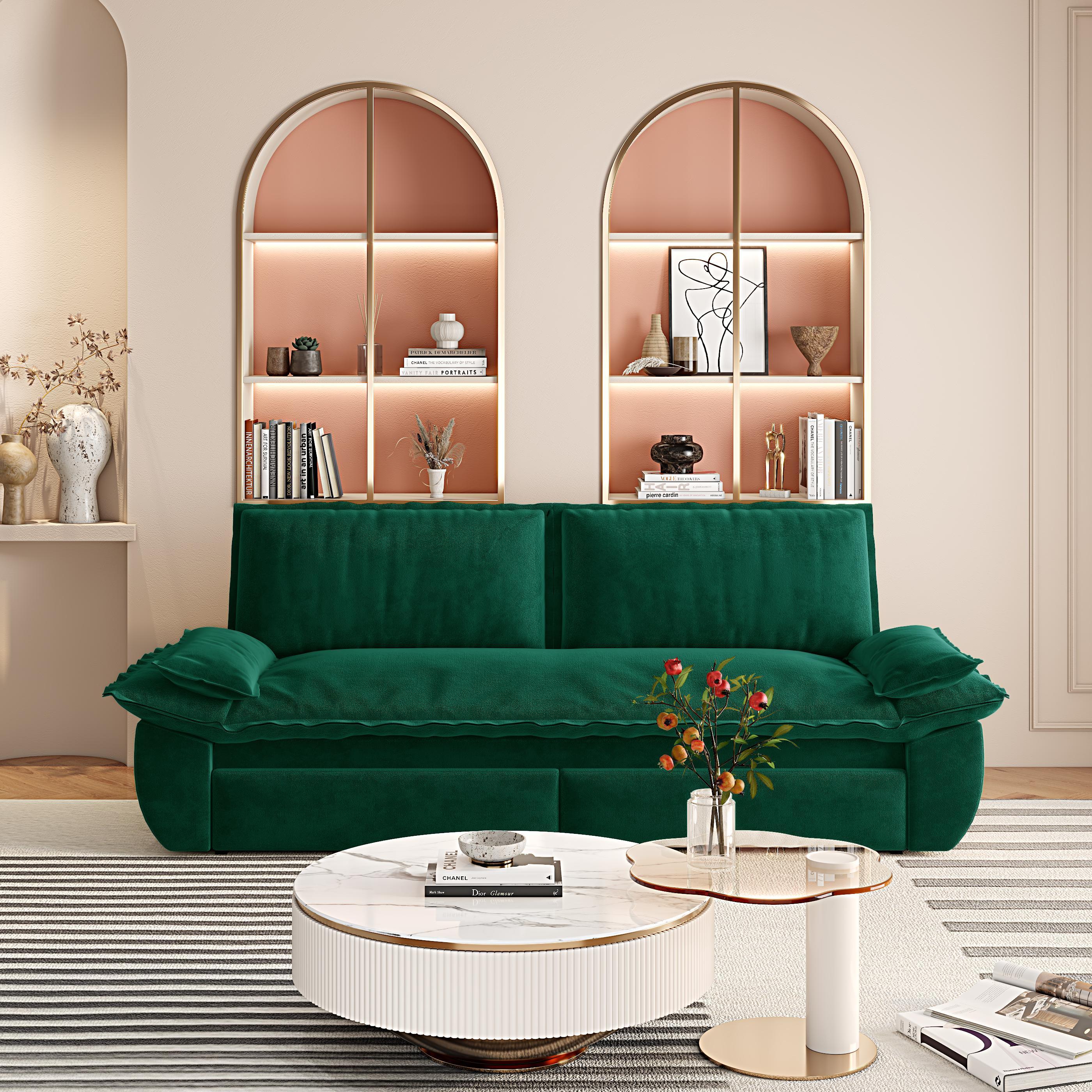 73.2 ' Queen Pull Out Sofa Bed, 3-in-1 Convertible Sleeper Sofa, Multi-Functional Velvet Loveseat Bed