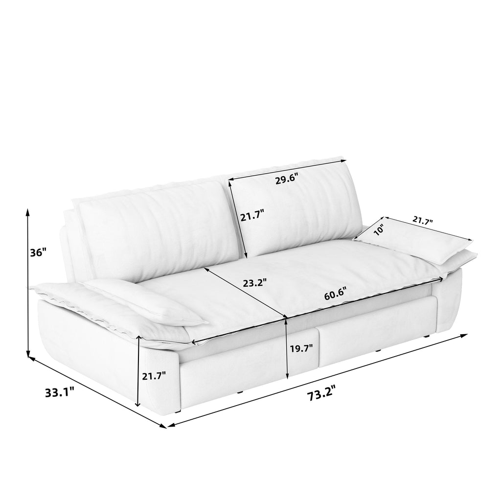 73.2 ' Queen Pull Out Sofa Bed, 3-in-1 Convertible Sleeper Sofa, Multi-Functional Velvet Loveseat Bed