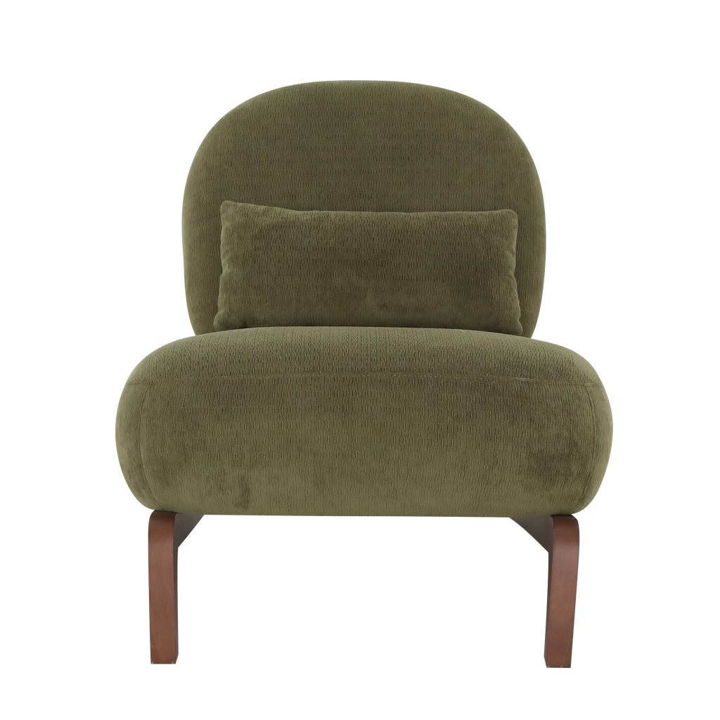 Cute Accent Chair with Solid Wood Legs, Velvet Living Room Chair with Soft Cushion, Cozy Bedroom Chair, Comfy Armless Reading Chair for Apartment, Waiting Room, Balcony (Green) Accent Chair