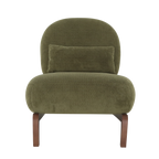 Cute Accent Chair with Solid Wood Legs, Velvet Living Room Chair with Soft Cushion, Cozy Bedroom Chair, Comfy Armless Reading Chair for Apartment, Waiting Room, Balcony (Green) Accent Chair