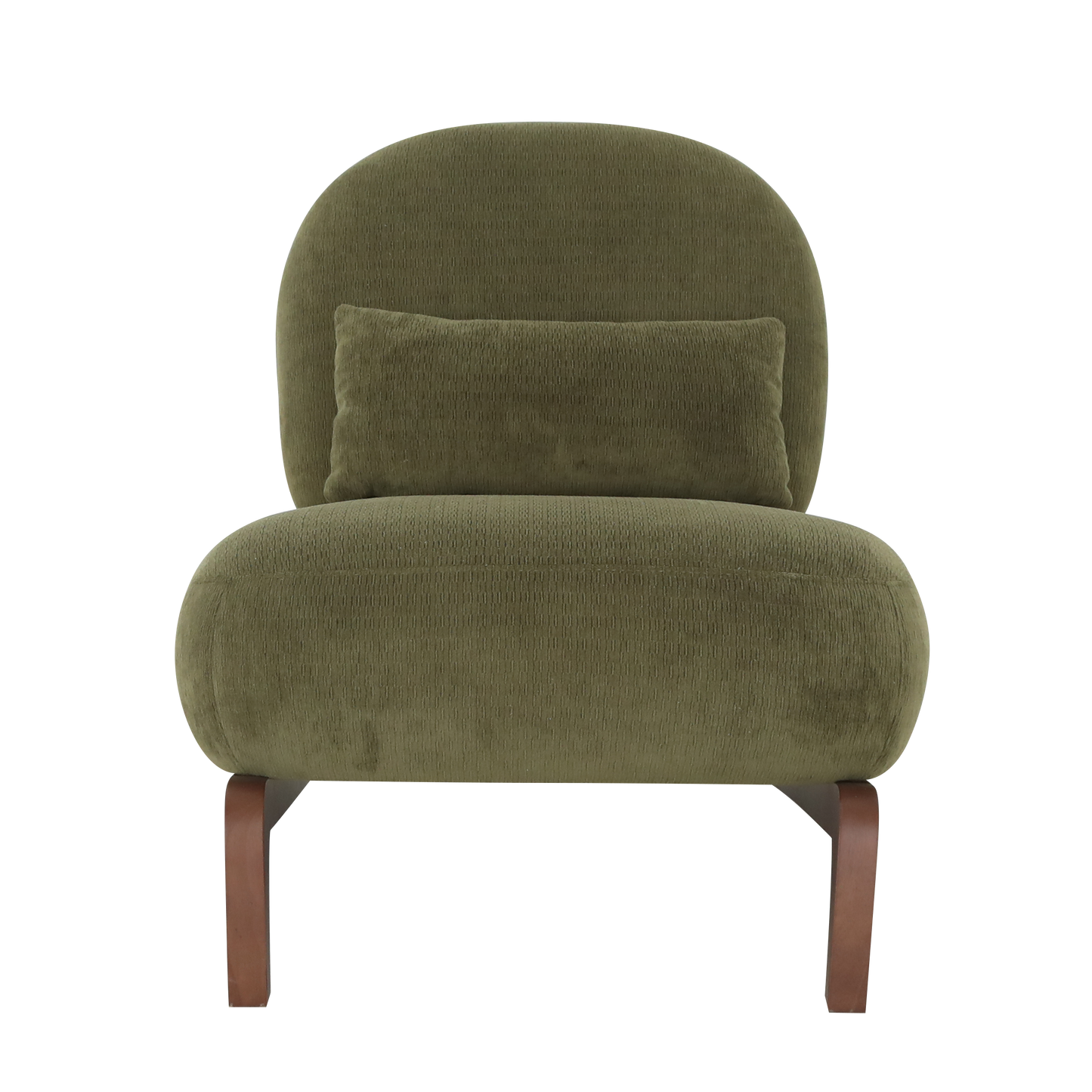 Cute Accent Chair with Solid Wood Legs, Velvet Living Room Chair with Soft Cushion, Cozy Bedroom Chair, Comfy Armless Reading Chair for Apartment, Waiting Room, Balcony (Green) Accent Chair