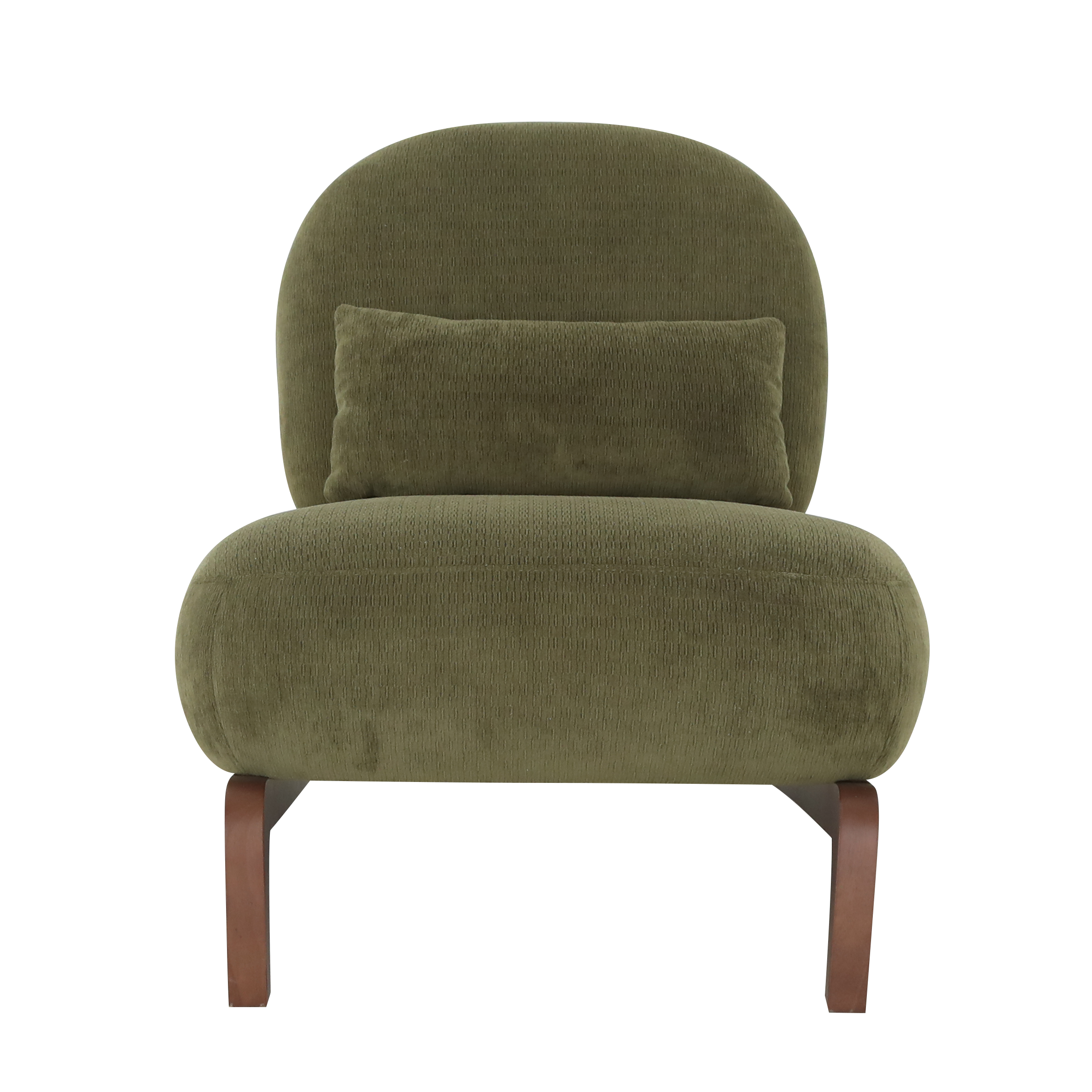 Cute Accent Chair with Solid Wood Legs, Velvet Living Room Chair with Soft Cushion, Cozy Bedroom Chair, Comfy Armless Reading Chair for Apartment, Waiting Room, Balcony (Green) Accent Chair