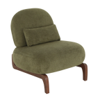 Cute Accent Chair with Solid Wood Legs, Velvet Living Room Chair with Soft Cushion, Cozy Bedroom Chair, Comfy Armless Reading Chair for Apartment, Waiting Room, Balcony (Green) Accent Chair