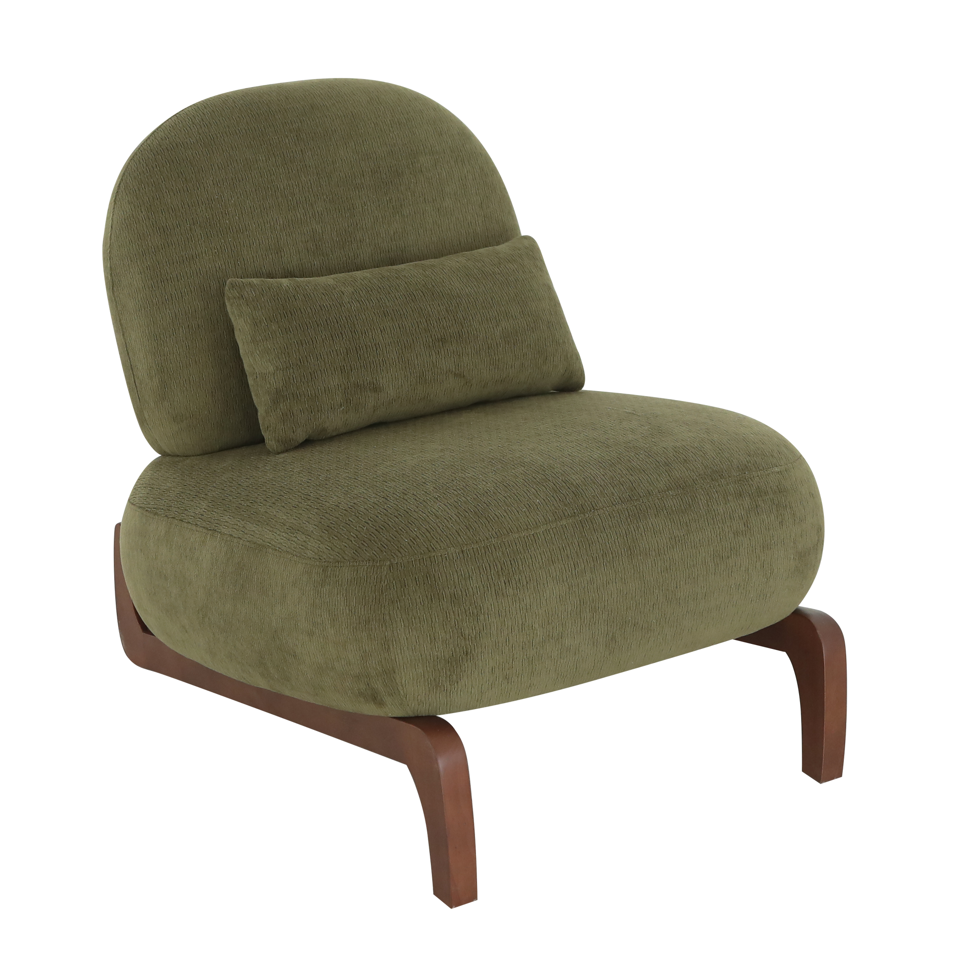 Cute Accent Chair with Solid Wood Legs, Velvet Living Room Chair with Soft Cushion, Cozy Bedroom Chair, Comfy Armless Reading Chair for Apartment, Waiting Room, Balcony (Green) Accent Chair
