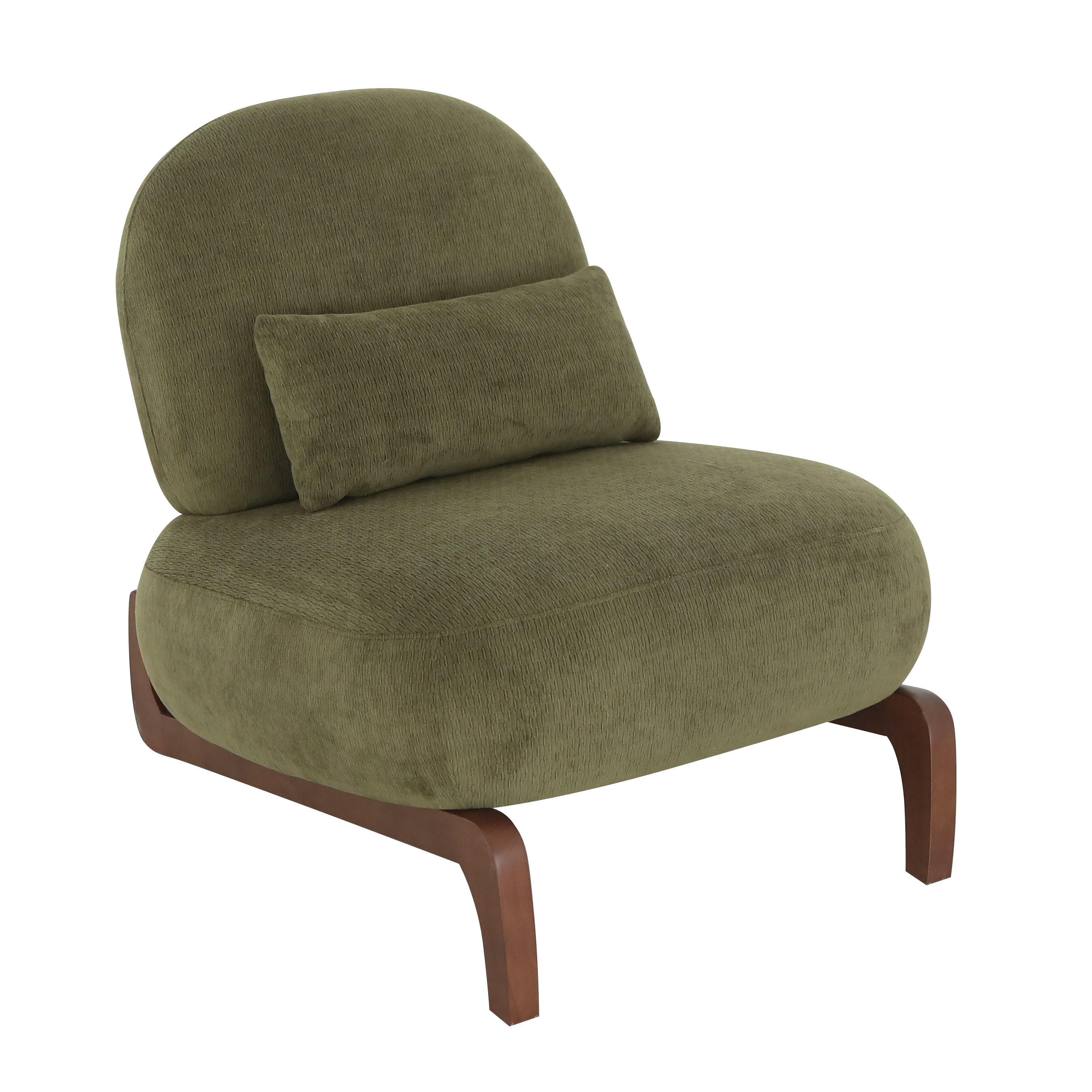 Cute Accent Chair with Solid Wood Legs, Velvet Living Room Chair with Soft Cushion, Cozy Bedroom Chair, Comfy Armless Reading Chair for Apartment, Waiting Room, Balcony (Green) Accent Chair