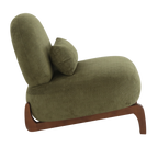 Cute Accent Chair with Solid Wood Legs, Velvet Living Room Chair with Soft Cushion, Cozy Bedroom Chair, Comfy Armless Reading Chair for Apartment, Waiting Room, Balcony (Green) Accent Chair