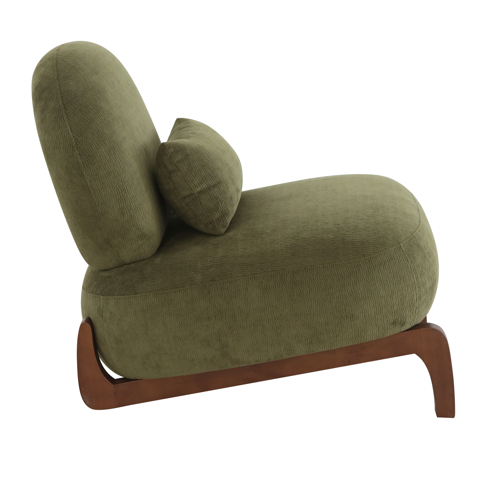 Cute Accent Chair with Solid Wood Legs, Velvet Living Room Chair with Soft Cushion, Cozy Bedroom Chair, Comfy Armless Reading Chair for Apartment, Waiting Room, Balcony (Green) Accent Chair