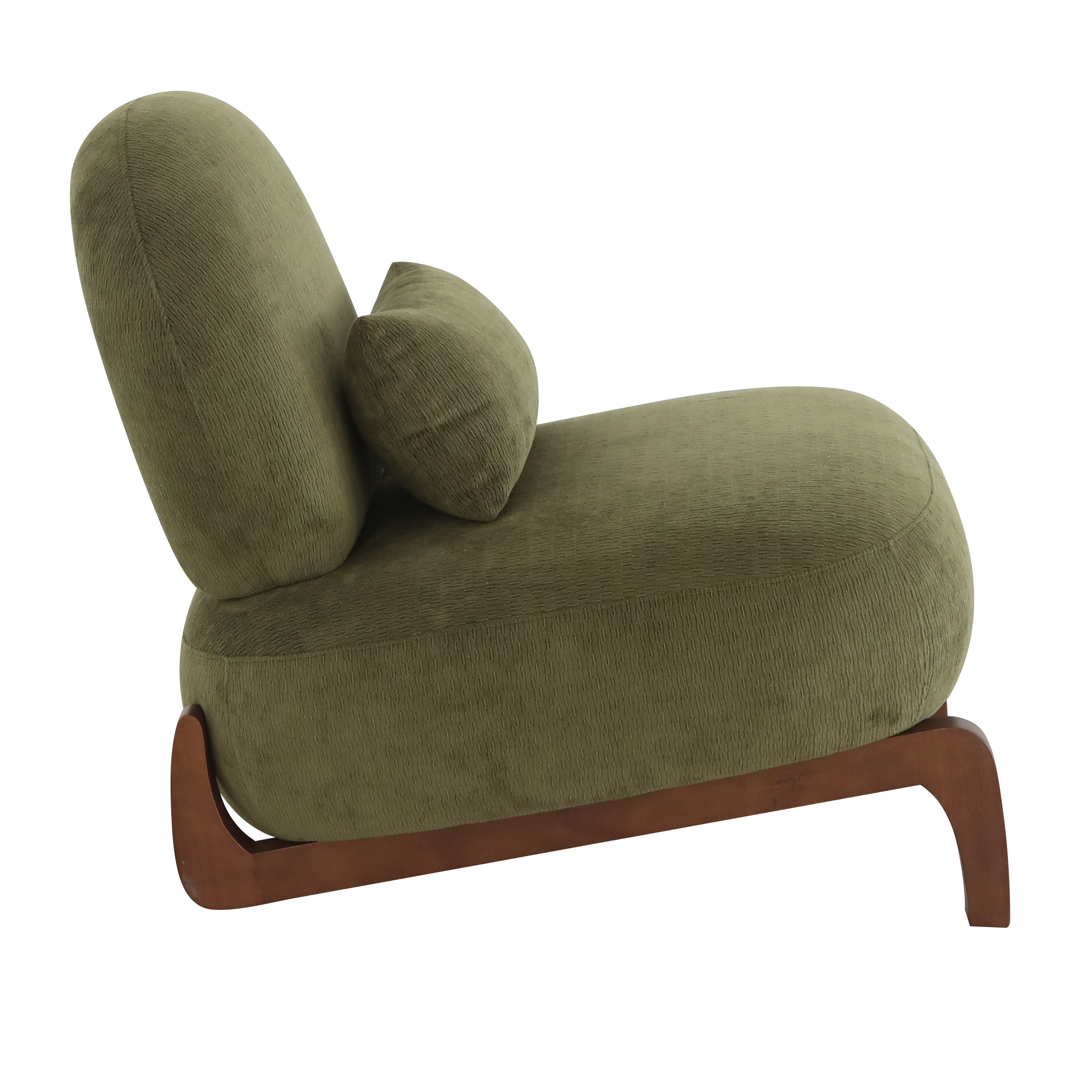 Cute Accent Chair with Solid Wood Legs, Velvet Living Room Chair with Soft Cushion, Cozy Bedroom Chair, Comfy Armless Reading Chair for Apartment, Waiting Room, Balcony (Green) Accent Chair