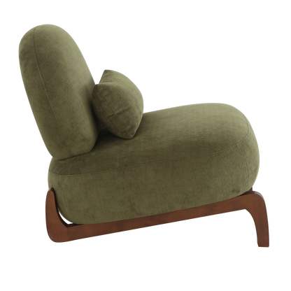Cute Accent Chair with Solid Wood Legs, Velvet Living Room Chair with Soft Cushion, Cozy Bedroom Chair, Comfy Armless Reading Chair for Apartment, Waiting Room, Balcony (Green) Accent Chair