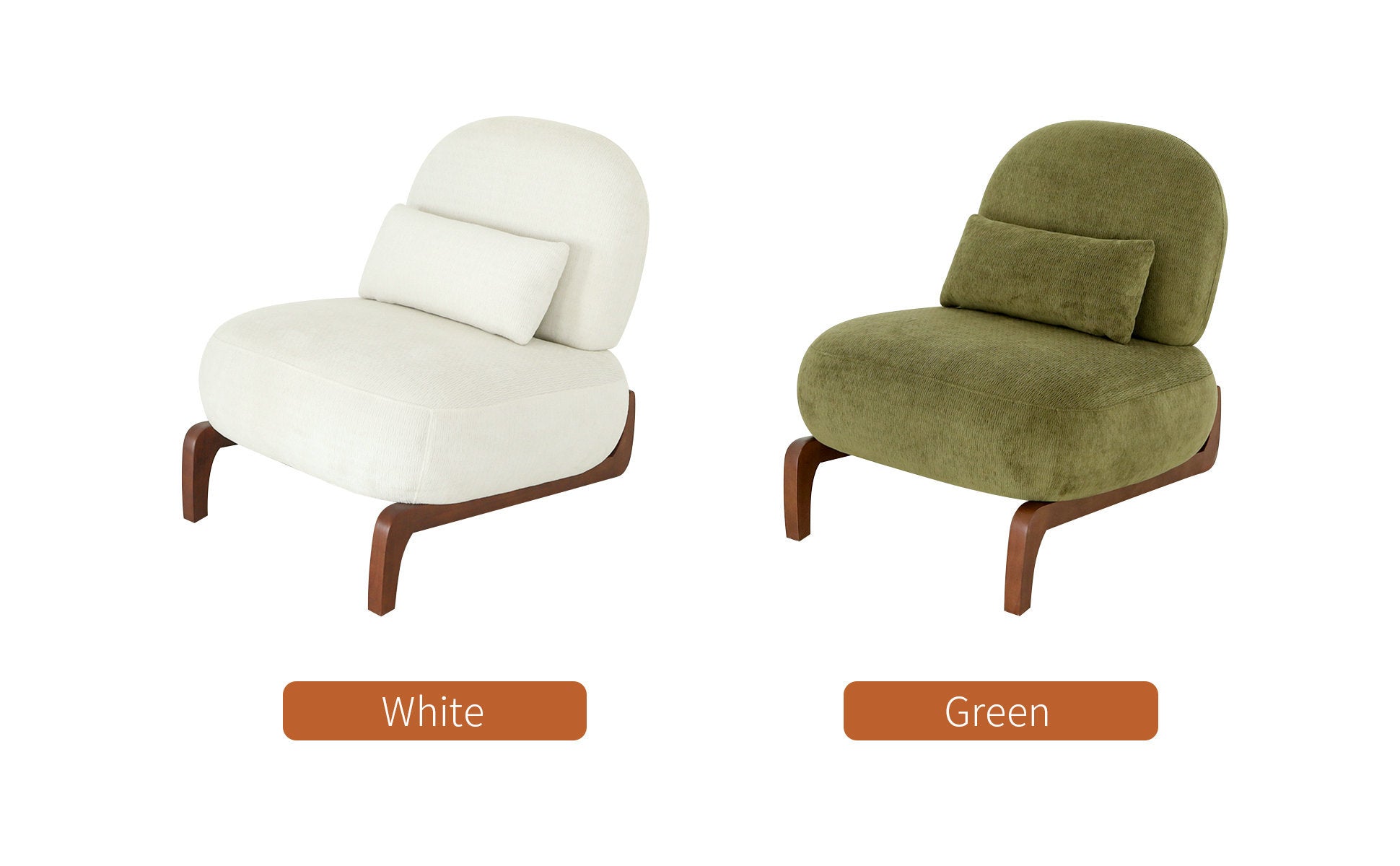 Cute Accent Chair with Solid Wood Legs, Velvet Living Room Chair with Soft Cushion, Cozy Bedroom Chair, Comfy Armless Reading Chair for Apartment, Waiting Room, Balcony (Green) Accent Chair