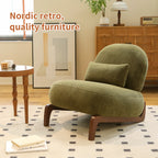 Cute Accent Chair with Solid Wood Legs, Velvet Living Room Chair with Soft Cushion, Cozy Bedroom Chair, Comfy Armless Reading Chair for Apartment, Waiting Room, Balcony (Green) Accent Chair