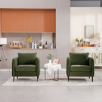 Accent Chair for Living Room, Velvet Comfy Single Sofa Chair Mid-Century Modern Armchair with 1 Pillow and Metal Legs for Bedroom Office Reading