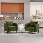 Accent Chair for Living Room, Velvet Comfy Single Sofa Chair Mid-Century Modern Armchair with 1 Pillow and Metal Legs for Bedroom Office Reading