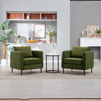 Accent Chair for Living Room, Velvet Comfy Single Sofa Chair Mid-Century Modern Armchair with 1 Pillow and Metal Legs for Bedroom Office Reading