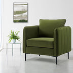 Accent Chair for Living Room, Velvet Comfy Single Sofa Chair Mid-Century Modern Armchair with 1 Pillow and Metal Legs for Bedroom Office Reading