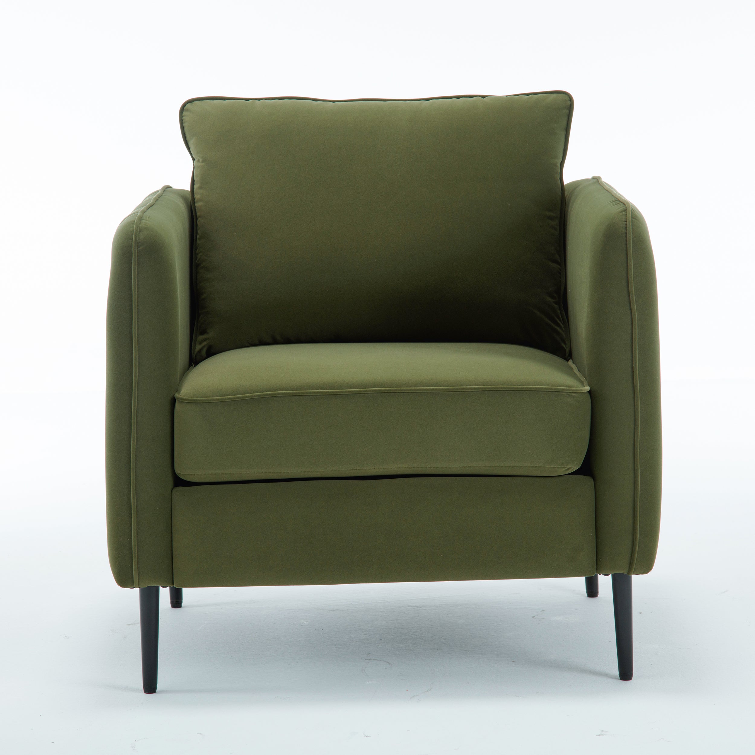 Accent Chair for Living Room, Velvet Comfy Single Sofa Chair Mid-Century Modern Armchair with 1 Pillow and Metal Legs for Bedroom Office Reading
